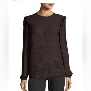 Might kors raffle delicate black and burgundy blouse size XL